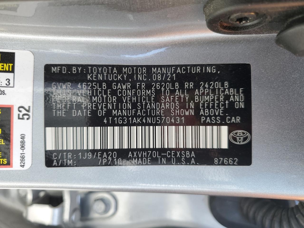 Photo 12 VIN: 4T1G31AK4NU570431 - TOYOTA CAMRY 