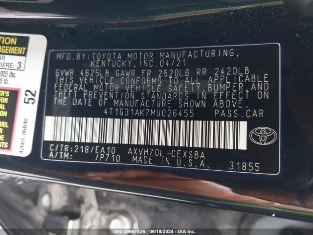 Photo 8 VIN: 4T1G31AK7MU026455 - TOYOTA CAMRY 