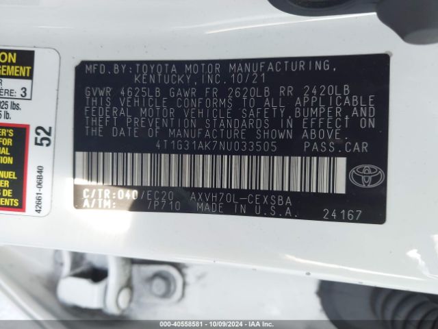 Photo 8 VIN: 4T1G31AK7NU033505 - TOYOTA CAMRY 