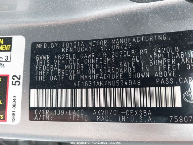 Photo 8 VIN: 4T1G31AK7NU594948 - TOYOTA CAMRY 