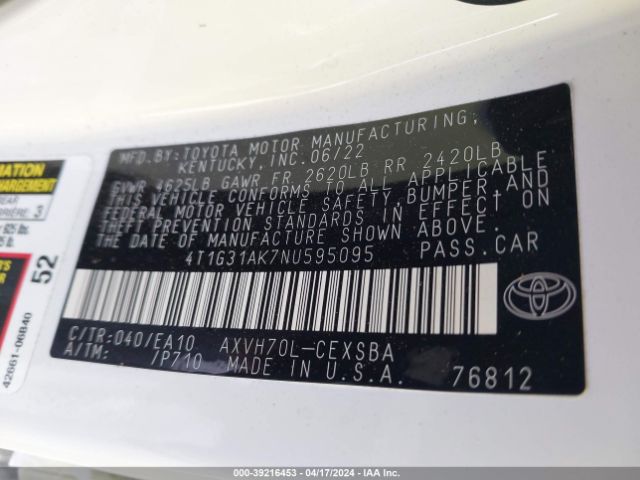 Photo 8 VIN: 4T1G31AK7NU595095 - TOYOTA CAMRY 