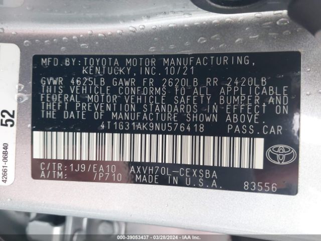 Photo 8 VIN: 4T1G31AK9NU576418 - TOYOTA CAMRY 