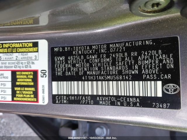 Photo 8 VIN: 4T1H31AK5MU568142 - TOYOTA CAMRY 