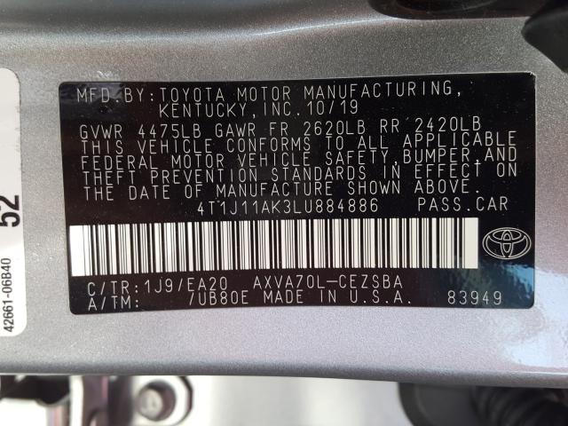 Photo 9 VIN: 4T1J11AK3LU884886 - TOYOTA CAMRY SE 