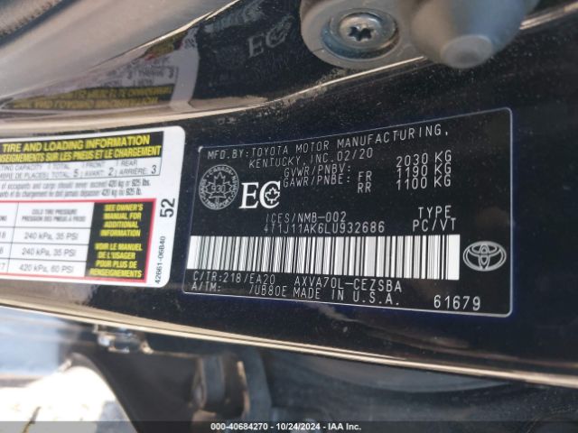 Photo 8 VIN: 4T1J11AK6LU932686 - TOYOTA CAMRY 