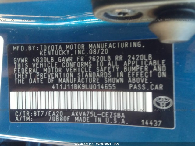 Photo 8 VIN: 4T1J11BK9LU014655 - TOYOTA CAMRY 