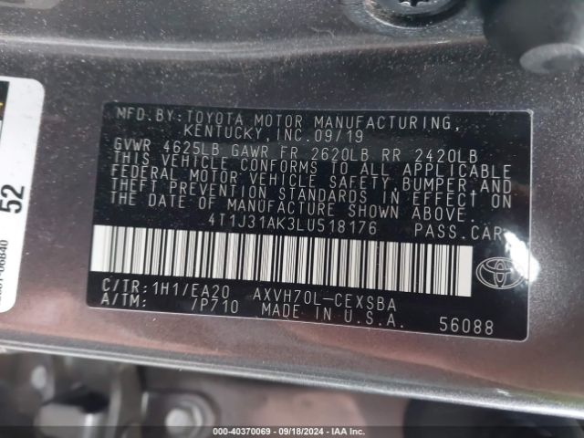 Photo 8 VIN: 4T1J31AK3LU518176 - TOYOTA CAMRY 