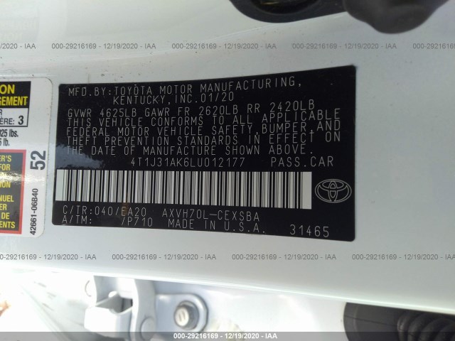 Photo 8 VIN: 4T1J31AK6LU012177 - TOYOTA CAMRY 