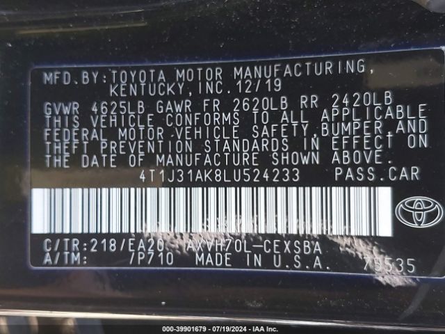 Photo 8 VIN: 4T1J31AK8LU524233 - TOYOTA CAMRY 