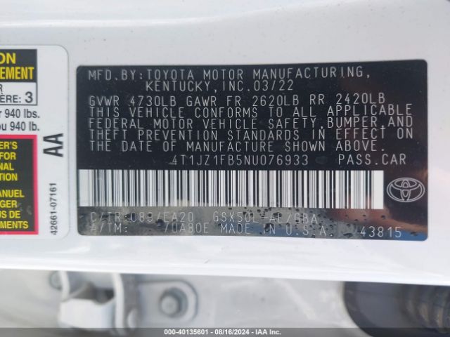 Photo 8 VIN: 4T1JZ1FB5NU076933 - TOYOTA AVALON 