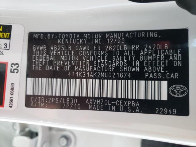 Photo 9 VIN: 4T1K31AK2MU021674 - TOYOTA CAMRY XSE 