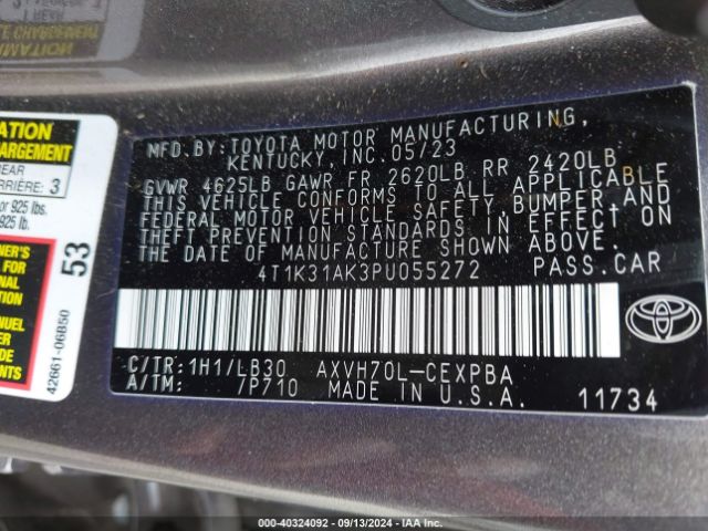 Photo 8 VIN: 4T1K31AK3PU055272 - TOYOTA CAMRY 