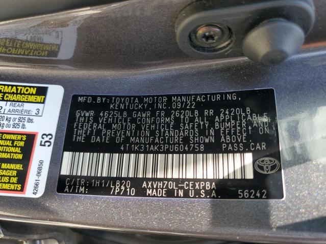 Photo 11 VIN: 4T1K31AK3PU604758 - TOYOTA CAMRY XSE 