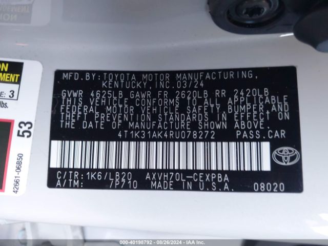 Photo 8 VIN: 4T1K31AK4RU078272 - TOYOTA CAMRY 