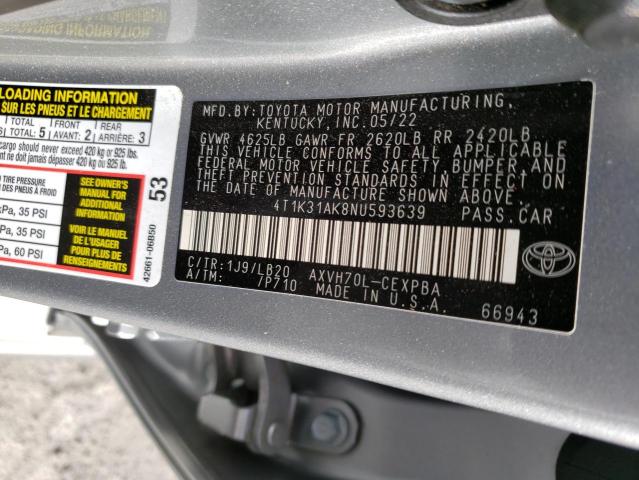 Photo 11 VIN: 4T1K31AK8NU593639 - TOYOTA CAMRY XSE 