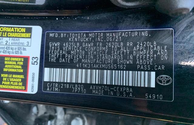 Photo 9 VIN: 4T1K31AKXMU565162 - TOYOTA CAMRY XSE 