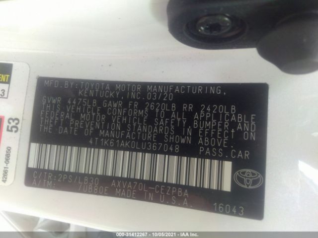 Photo 8 VIN: 4T1K61AK0LU367048 - TOYOTA CAMRY 