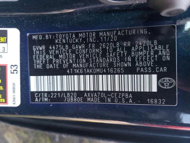 Photo 12 VIN: 4T1K61AK0MU416265 - TOYOTA CAMRY XSE 