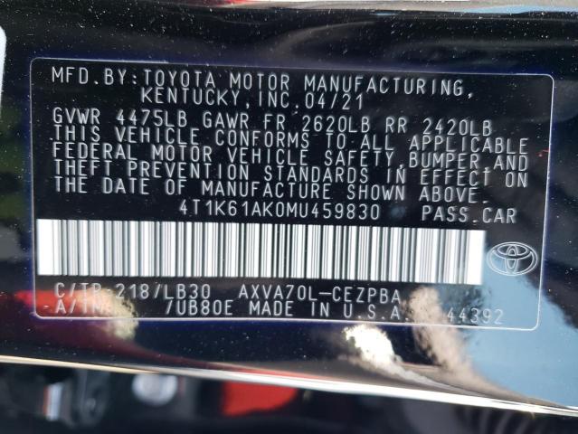 Photo 11 VIN: 4T1K61AK0MU459830 - TOYOTA CAMRY XSE 