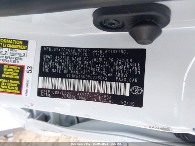 Photo 8 VIN: 4T1K61AK0PU756049 - TOYOTA CAMRY 