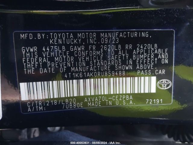 Photo 8 VIN: 4T1K61AK0RU859488 - TOYOTA CAMRY 