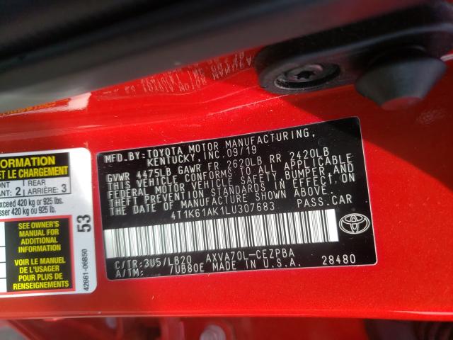 Photo 9 VIN: 4T1K61AK1LU307683 - TOYOTA CAMRY XSE 