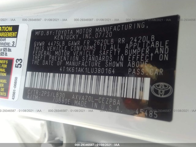 Photo 8 VIN: 4T1K61AK1LU380164 - TOYOTA CAMRY 