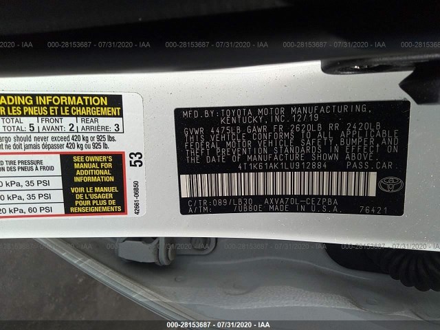 Photo 8 VIN: 4T1K61AK1LU912884 - TOYOTA CAMRY 