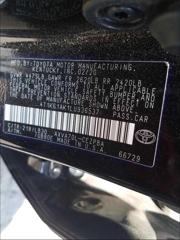 Photo 9 VIN: 4T1K61AK1LU936537 - TOYOTA CAMRY XSE 