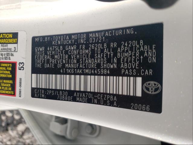 Photo 9 VIN: 4T1K61AK1MU445984 - TOYOTA CAMRY XSE 