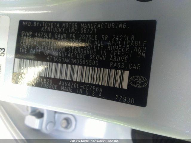 Photo 8 VIN: 4T1K61AK1MU595500 - TOYOTA CAMRY 