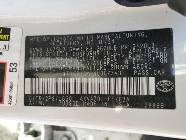 Photo 12 VIN: 4T1K61AK1NU007743 - TOYOTA CAMRY 