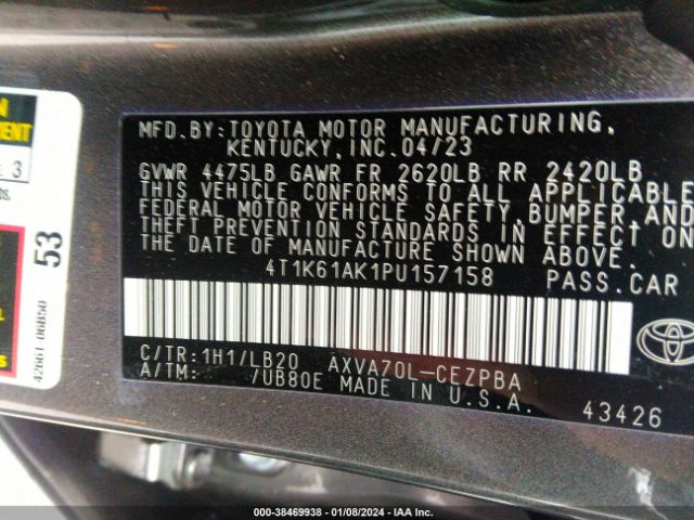 Photo 8 VIN: 4T1K61AK1PU157158 - TOYOTA CAMRY 