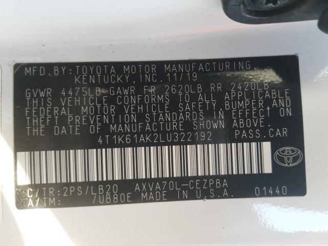 Photo 9 VIN: 4T1K61AK2LU322192 - TOYOTA CAMRY XSE 