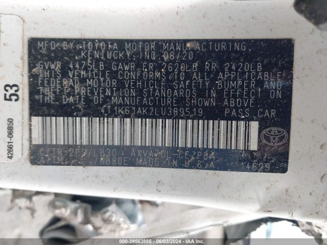 Photo 8 VIN: 4T1K61AK2LU389519 - TOYOTA CAMRY 