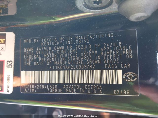 Photo 8 VIN: 4T1K61AK2LU993782 - TOYOTA CAMRY 