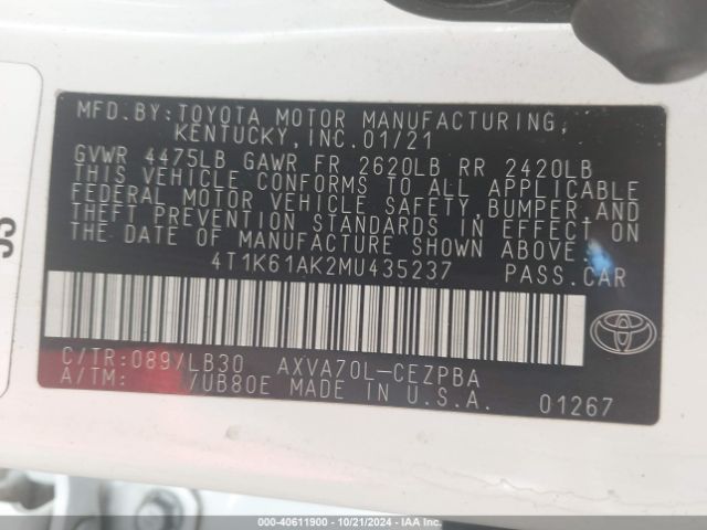 Photo 8 VIN: 4T1K61AK2MU435237 - TOYOTA CAMRY 