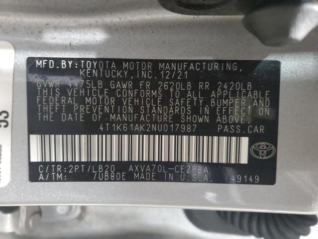 Photo 11 VIN: 4T1K61AK2NU017987 - TOYOTA CAMRY 