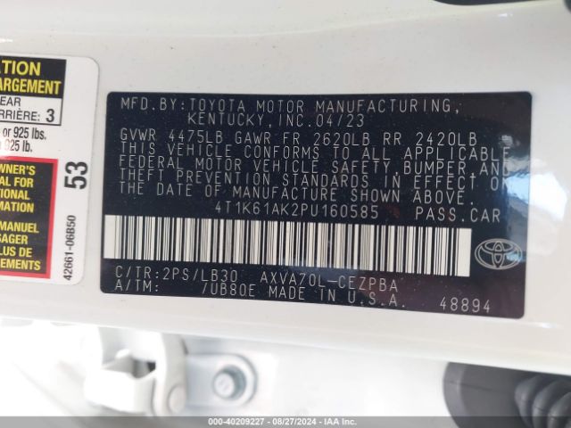 Photo 8 VIN: 4T1K61AK2PU160585 - TOYOTA CAMRY 