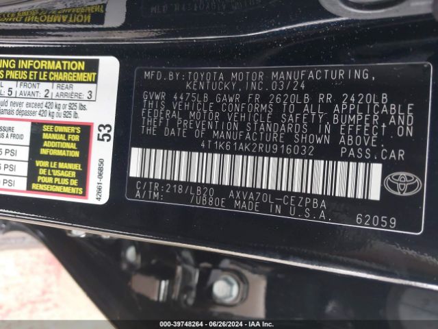 Photo 8 VIN: 4T1K61AK2RU916032 - TOYOTA CAMRY 