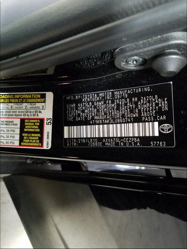 Photo 9 VIN: 4T1K61AK3LU860741 - TOYOTA CAMRY 