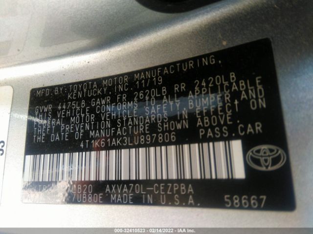 Photo 8 VIN: 4T1K61AK3LU897806 - TOYOTA CAMRY 