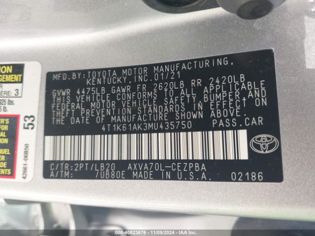 Photo 8 VIN: 4T1K61AK3MU435750 - TOYOTA CAMRY 