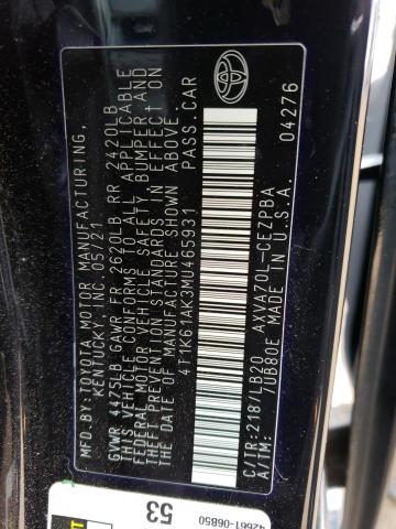 Photo 11 VIN: 4T1K61AK3MU465931 - TOYOTA CAMRY XSE 