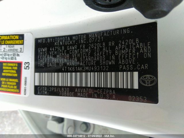 Photo 8 VIN: 4T1K61AK3MU493132 - TOYOTA CAMRY 