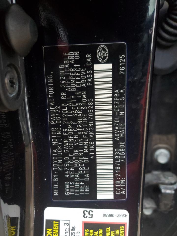 Photo 12 VIN: 4T1K61AK3NU705285 - TOYOTA CAMRY 