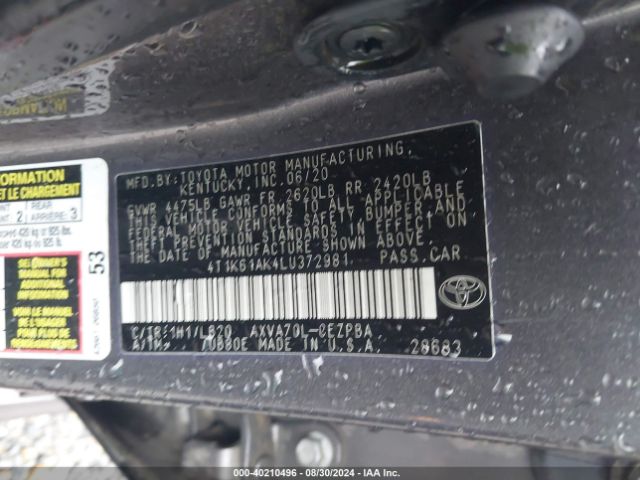 Photo 8 VIN: 4T1K61AK4LU372981 - TOYOTA CAMRY 