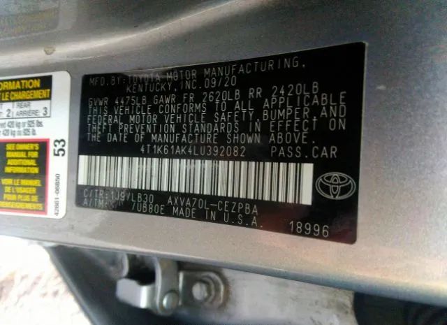 Photo 8 VIN: 4T1K61AK4LU392082 - TOYOTA CAMRY 