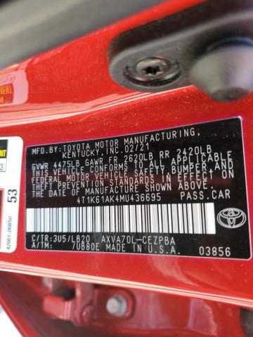 Photo 11 VIN: 4T1K61AK4MU436695 - TOYOTA CAMRY XSE 