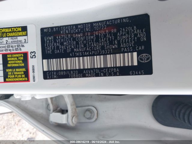 Photo 8 VIN: 4T1K61AK4PU739321 - TOYOTA CAMRY 